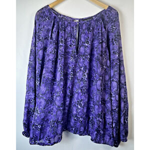 Lane Bryant Purple Burnout Snakeskin Print Size 16 Keyhole Neckline Long Sleeve